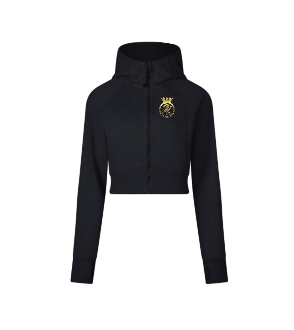 24K Womens Crop Zip Hoodie